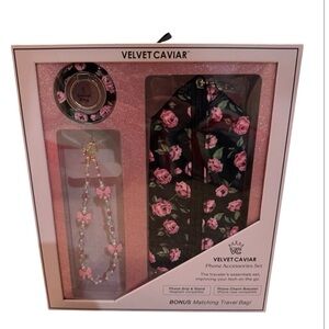 VELVET CAVIAR Phone Accessories Set - Pink Rose Floral: Cell Phone Charms